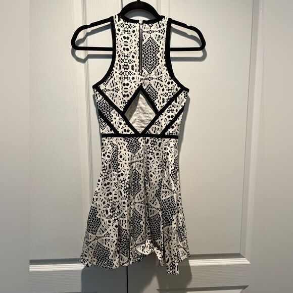 Parker Black and White Skater Dress with Cut Out at the Back US Small - Picture 4 of 5